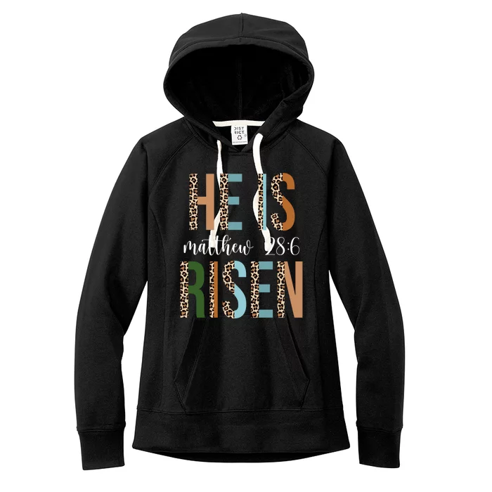 He Is Risen Matthew Bible Verse Women's Fleece Hoodie