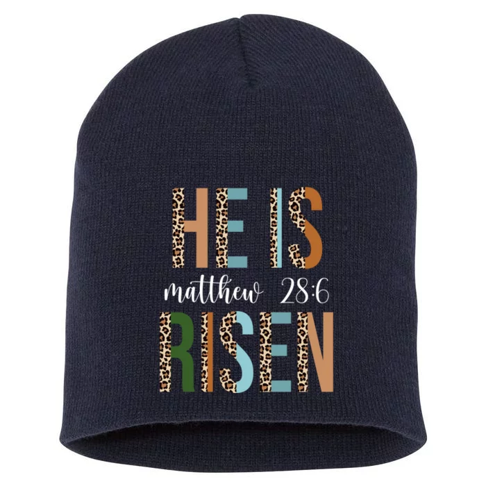 He Is Risen Matthew Bible Verse Short Acrylic Beanie