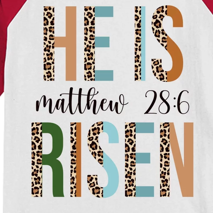 He Is Risen Matthew Bible Verse Kids Colorblock Raglan Jersey