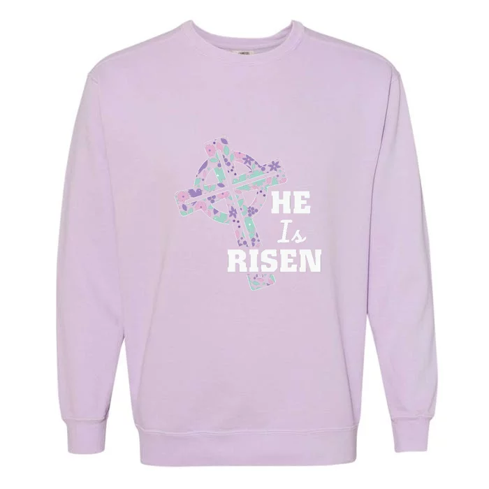 He Is Risen Christian Happy Easter Day Gift Garment-Dyed Sweatshirt