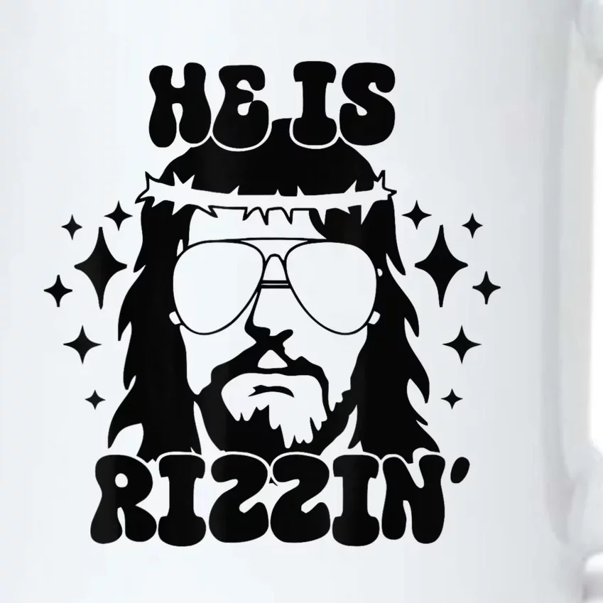 He Is Rizzin Funny Easter Day Retro Christian Religious Black Color Changing Mug