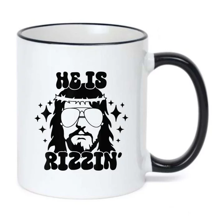 He Is Rizzin Funny Easter Day Retro Christian Religious Black Color Changing Mug