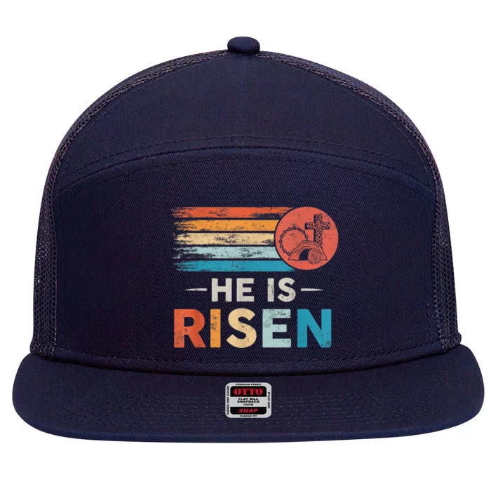 He Is Risen Sun Resurrection Easter Christian Men Women 7 Panel Mesh Trucker Snapback Hat