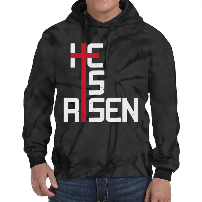 He Is Risen Cross Jesus Easter Christian Religious Men Teens Tie Dye Hoodie