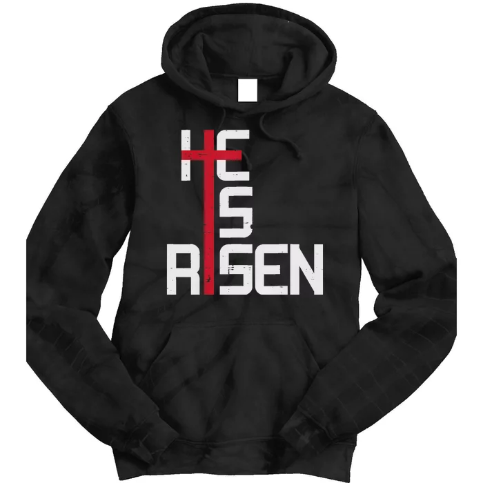 He Is Risen Cross Jesus Easter Christian Religious Men Teens Tie Dye Hoodie