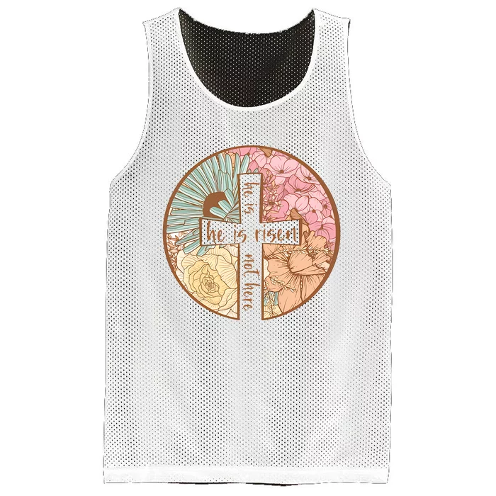 He Is Risen Cross He Is Not Here Easter Religious He Lives Jesus Mesh Reversible Basketball Jersey Tank