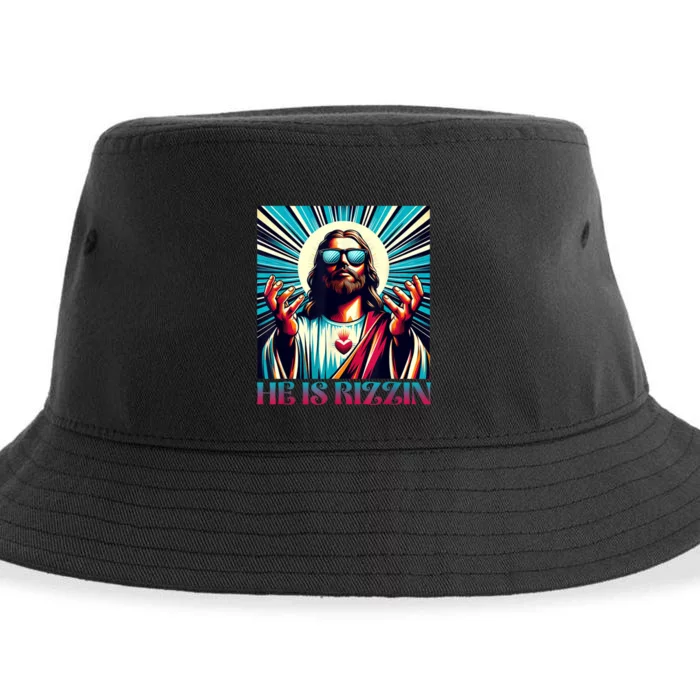 He Is Rizzin Happy Easter Day Jesus Is Risen Sustainable Bucket Hat