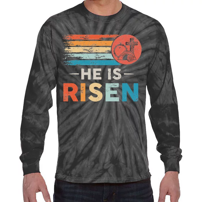 He Is Risen Sun Resurrection Easter Christian Tie-Dye Long Sleeve Shirt