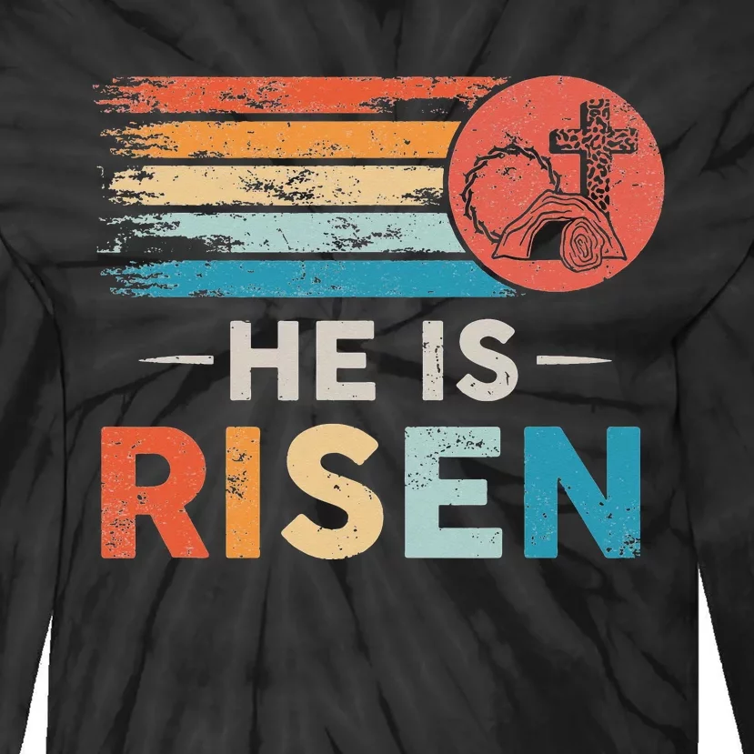 He Is Risen Sun Resurrection Easter Christian Tie-Dye Long Sleeve Shirt