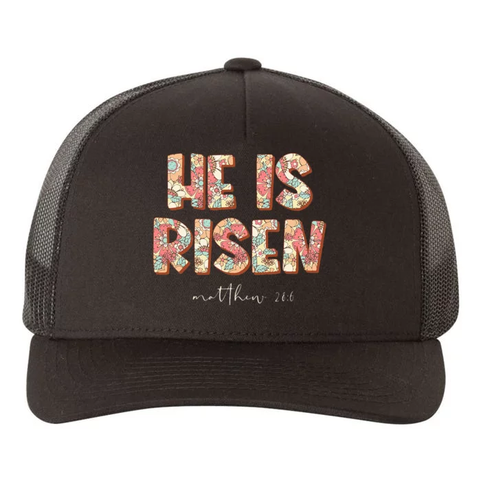 He Is Risen Easter Christian Cross Yupoong Adult 5-Panel Trucker Hat