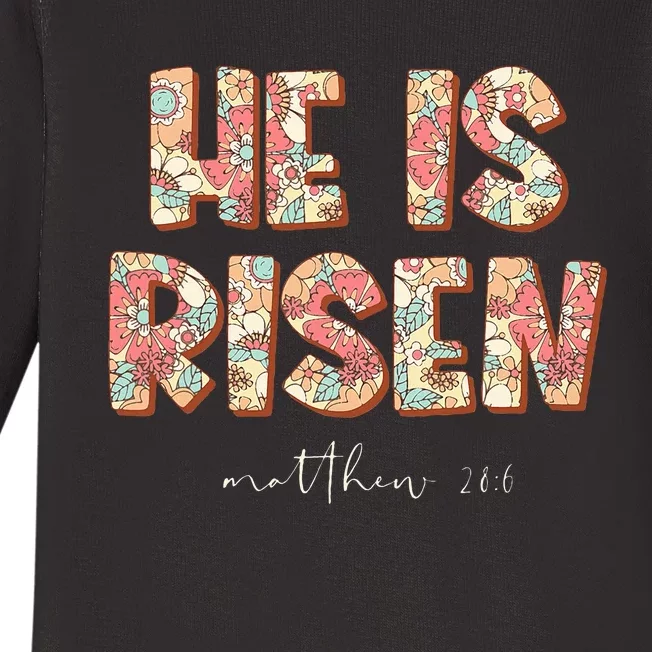 He Is Risen Easter Christian Cross Baby Long Sleeve Bodysuit