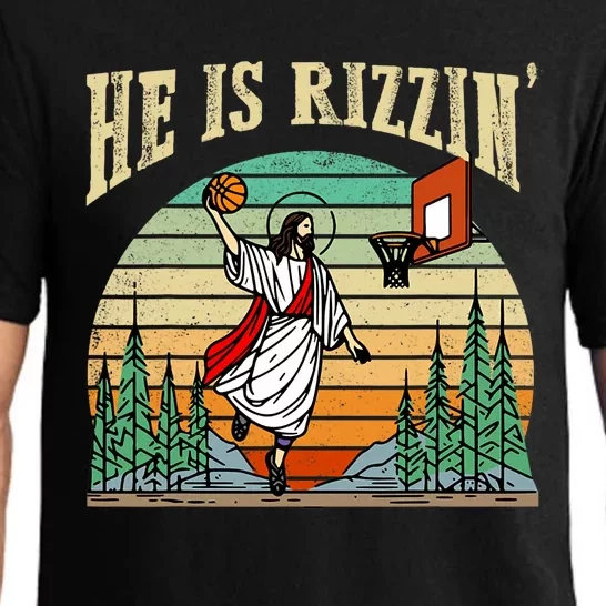 He Is Rizzin Funny Basketball Easter Christian Religious Pajama Set