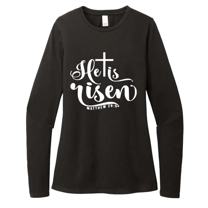 He Is Risen Matthew 28:6 Easter Cross Womens CVC Long Sleeve Shirt