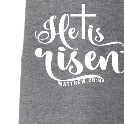 He Is Risen Matthew 28:6 Easter Cross Doggie 3-End Fleece Hoodie