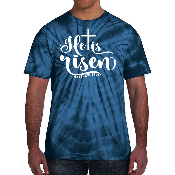 He Is Risen Matthew 28:6 Easter Cross Tie-Dye T-Shirt