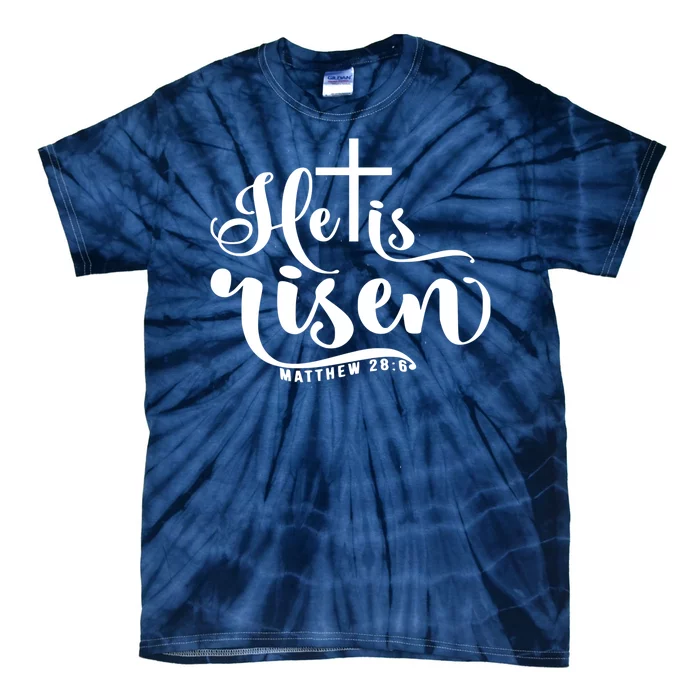 He Is Risen Matthew 28:6 Easter Cross Tie-Dye T-Shirt