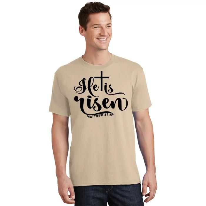 He Is Risen Matthew 28:6 Easter Cross T-Shirt