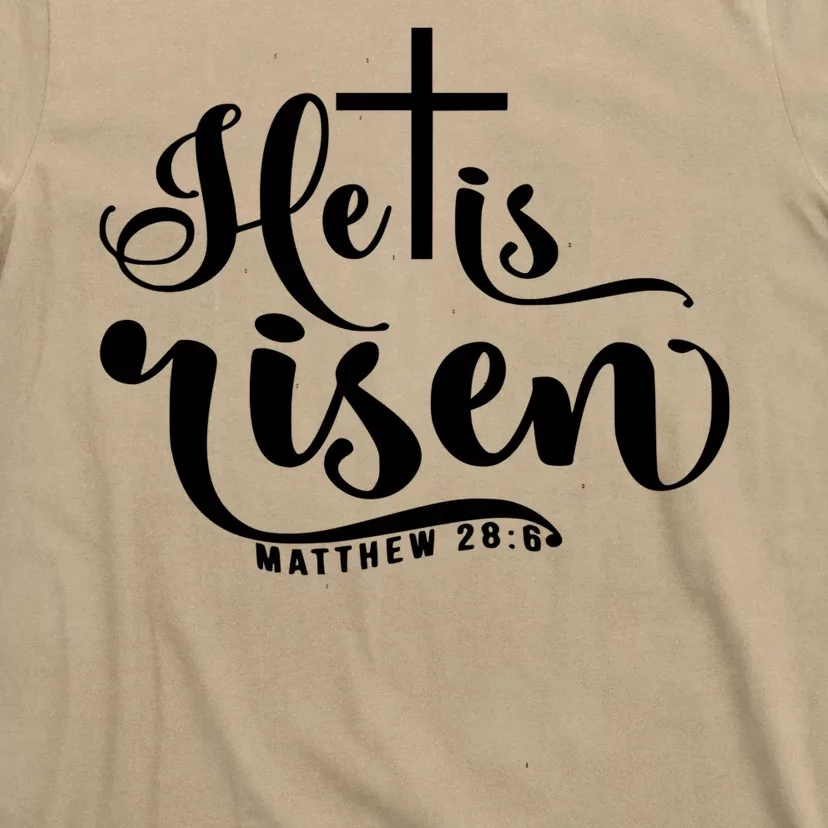 He Is Risen Matthew 28:6 Easter Cross T-Shirt