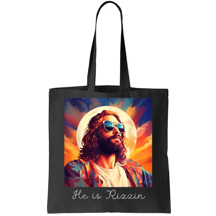 He Is Rizzin Jesus Is Rizzen Tote Bag