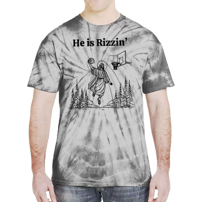 He Is Rizzin Funny Basketball Retro Christian Religious Tie-Dye T-Shirt