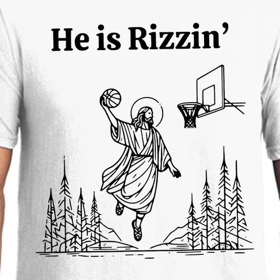 He Is Rizzin Funny Basketball Retro Christian Religious Pajama Set