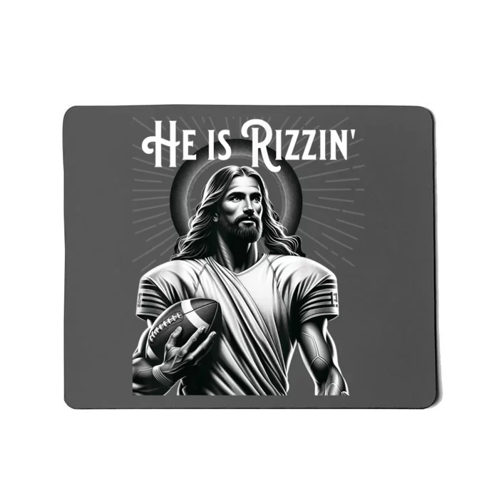 He Is Rizzin Jesus Playing Football Funny Sports Rizz Mousepad