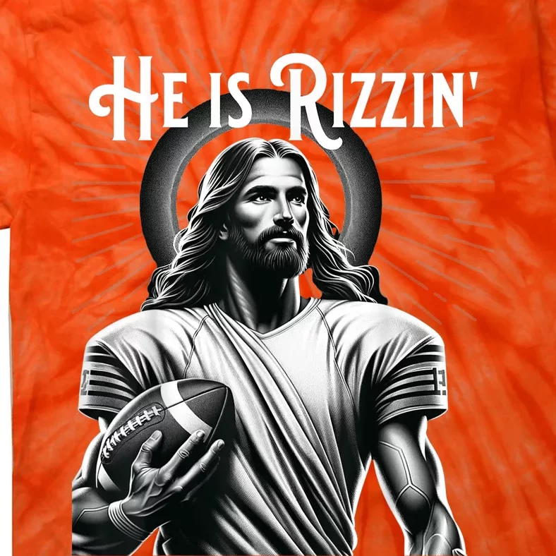 He Is Rizzin Jesus Playing Football Funny Sports Rizz Tie-Dye T-Shirt