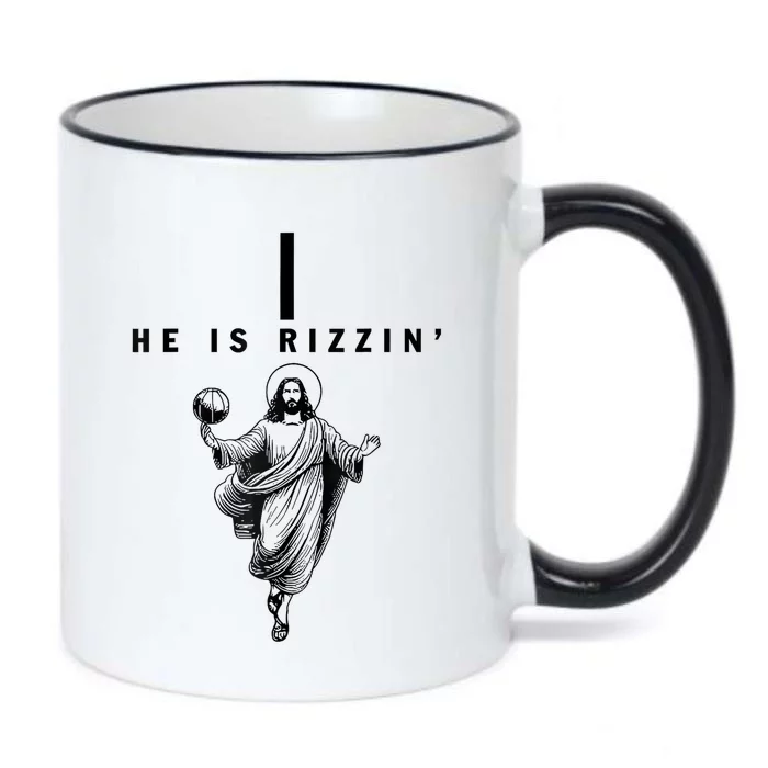 He Is Rizzin Easter Jesus Basketball Christian Religious Black Color Changing Mug