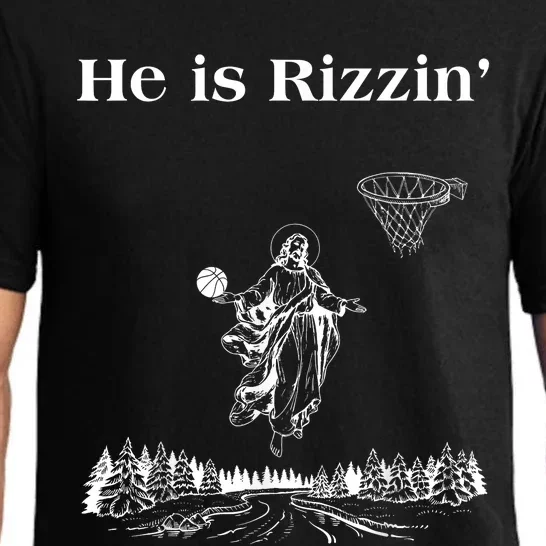 He Is Rizzin Funny Basketball Retro Christian Religious Pajama Set