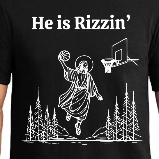 He Is Rizzin Funny Basketball Retro Christian Religious Pajama Set