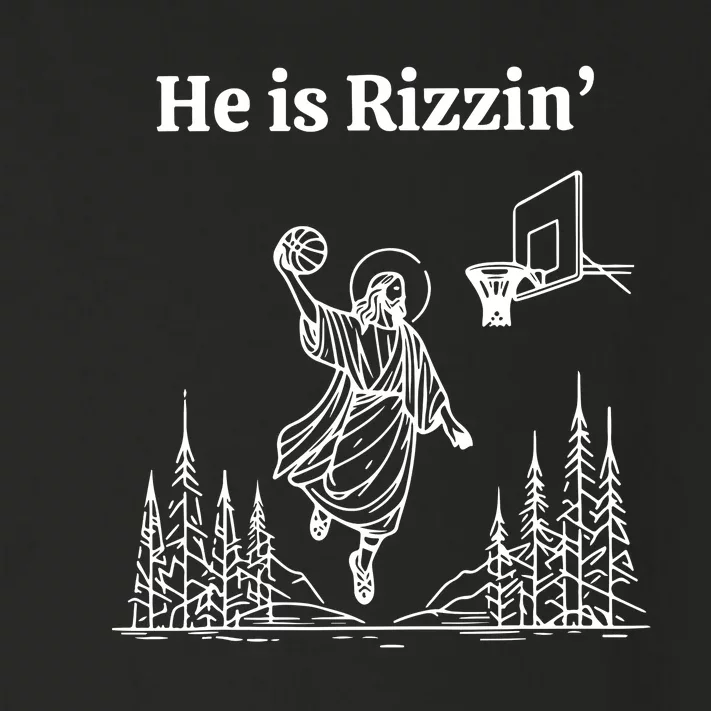 He Is Rizzin Funny Basketball Retro Christian Religious Toddler Long Sleeve Shirt