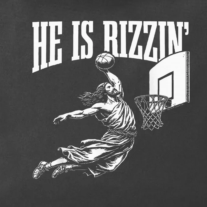 He Is Rizzin Funny Jesus Basketball Meme Zip Tote Bag