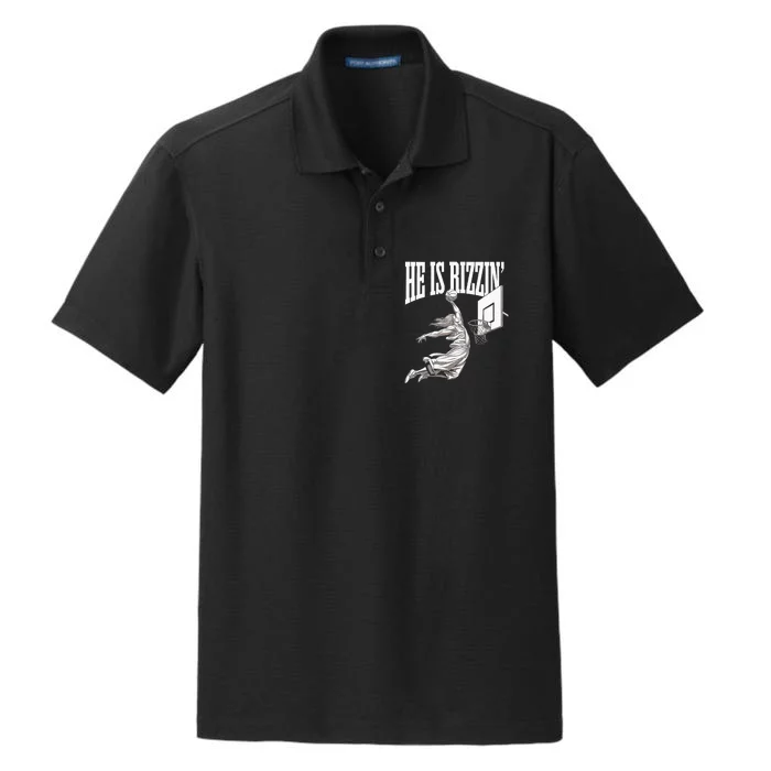 He Is Rizzin Basketball Jesus Dunk Memes Humor Dry Zone Grid Performance Polo