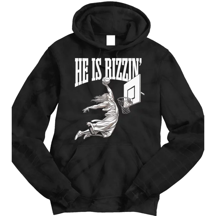 He Is Rizzin Basketball Jesus Dunk Memes Humor Tie Dye Hoodie