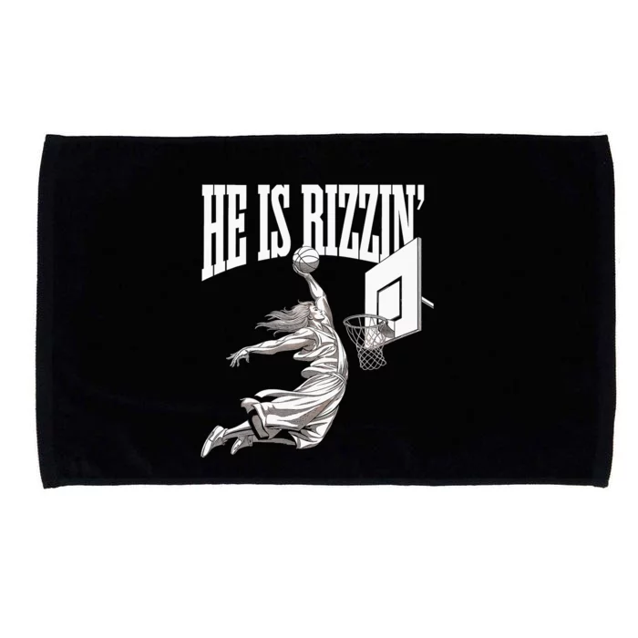 He Is Rizzin Basketball Jesus Dunk Memes Humor Microfiber Hand Towel