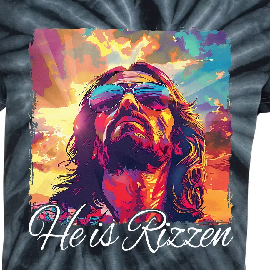 He Is Rizzen Jesus Kids Tie-Dye T-Shirt