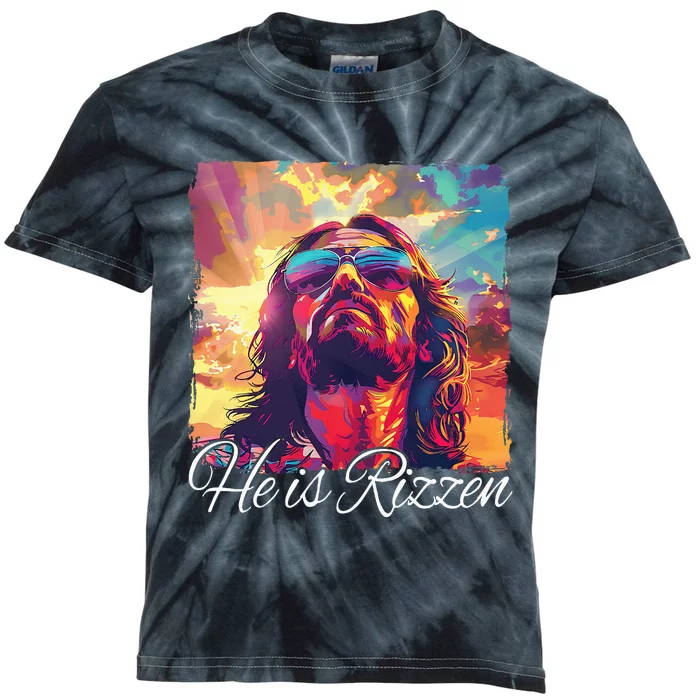 He Is Rizzen Jesus Kids Tie-Dye T-Shirt