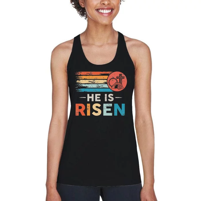 He Is Risen Sun Resurrection Easter Christian Women's Racerback Tank