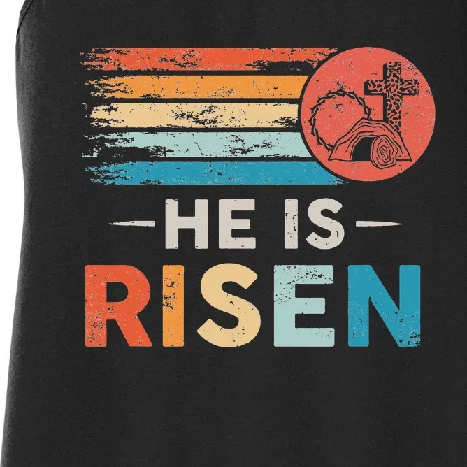 He Is Risen Sun Resurrection Easter Christian Women's Racerback Tank