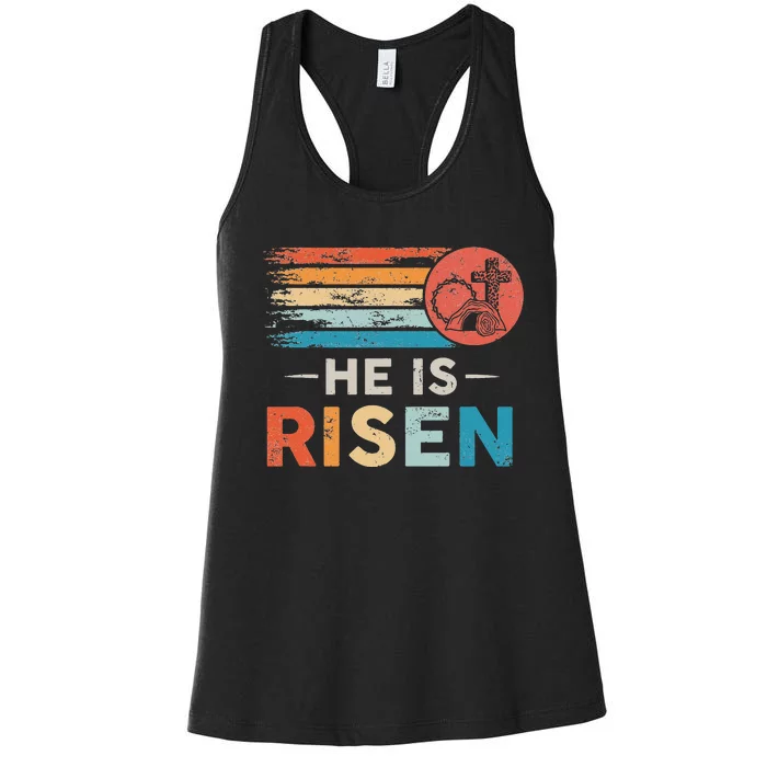 He Is Risen Sun Resurrection Easter Christian Women's Racerback Tank