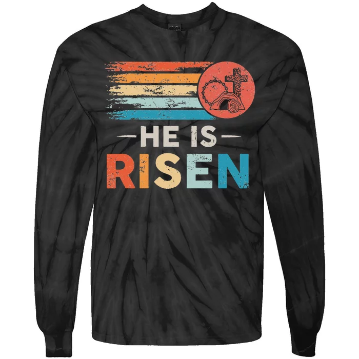 He Is Risen Sun Resurrection Easter Christian Tie-Dye Long Sleeve Shirt