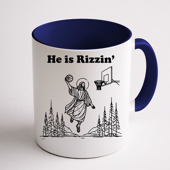 He Is Rizzin Funny Easter Humor Christian Front & Back Coffee Mug