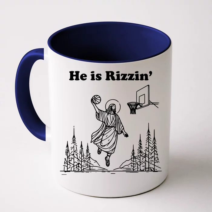 He Is Rizzin Funny Easter Humor Christian Front & Back Coffee Mug