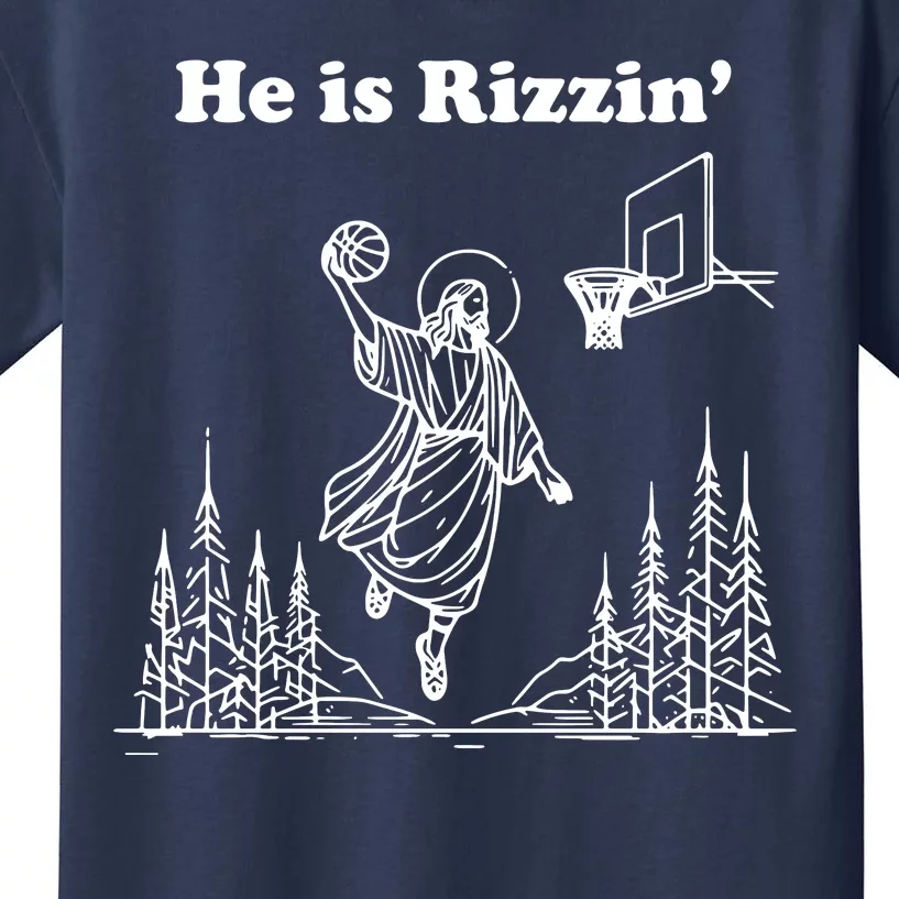 He Is Rizzin Funny Easter Humor Christian Kids T-Shirt