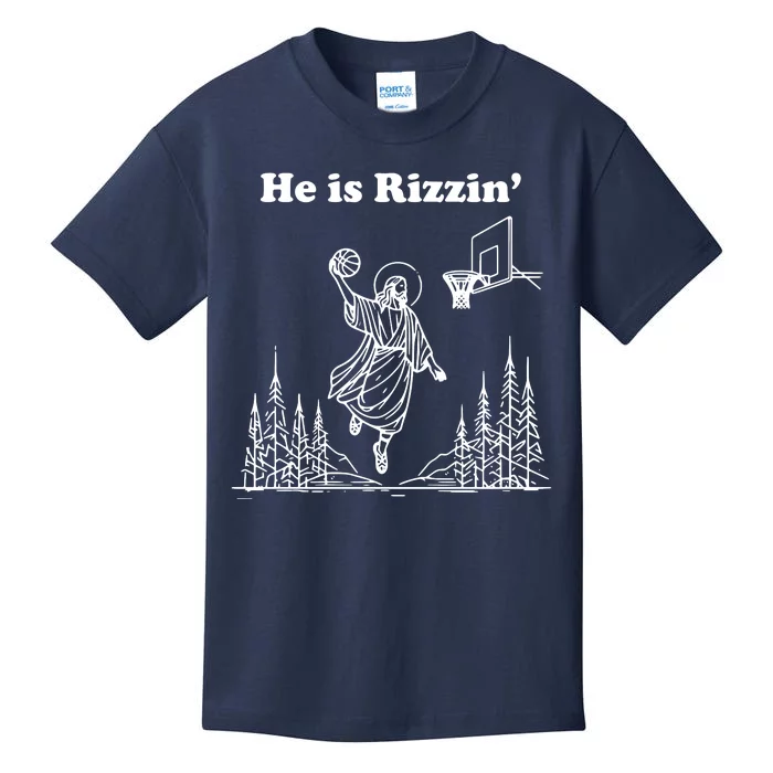 He Is Rizzin Funny Easter Humor Christian Kids T-Shirt