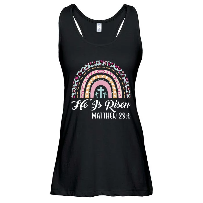 He Is Risen Rainbow Leopard Happy Easter Day Christian Jesus Ladies Essential Flowy Tank