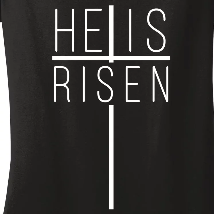 Hell Is Risen Cross Christianity Women's V-Neck T-Shirt