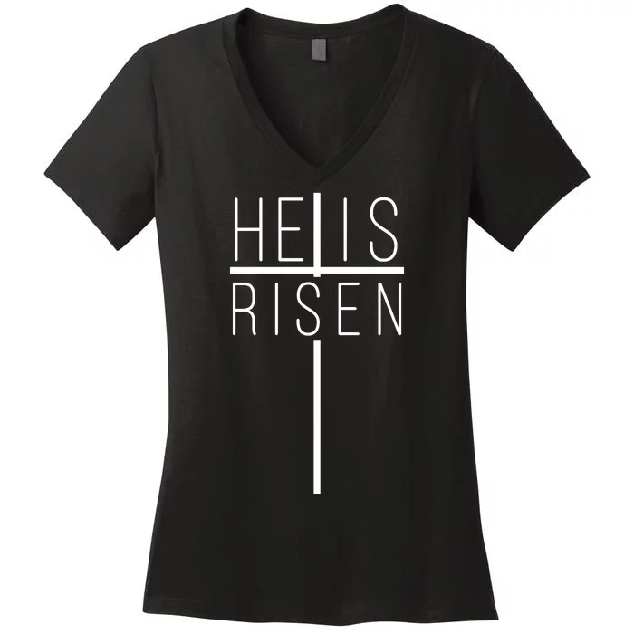 Hell Is Risen Cross Christianity Women's V-Neck T-Shirt