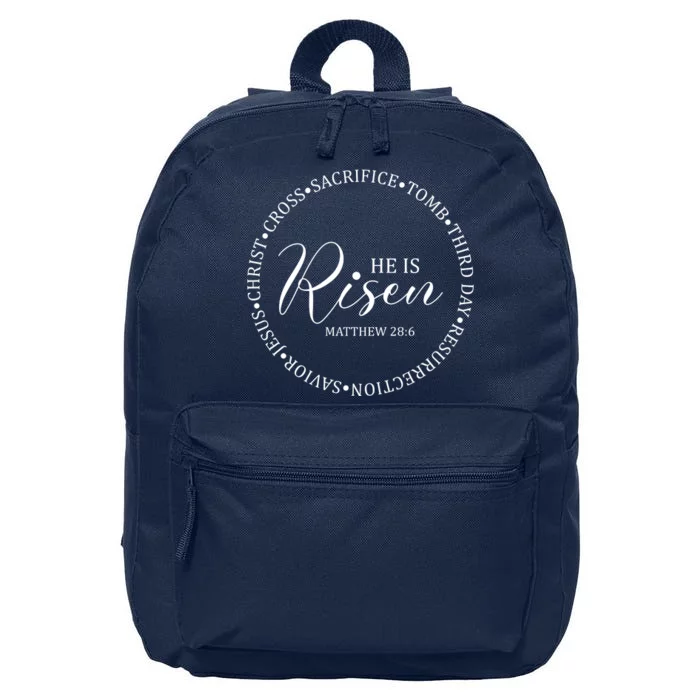 He Is Risen Matthew Easter Verse 16 in Basic Backpack