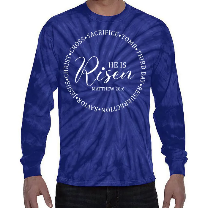 He Is Risen Matthew Easter Verse Tie-Dye Long Sleeve Shirt